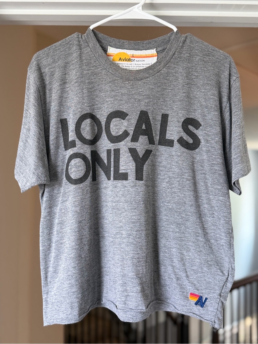 Aviator Nation Locals Only Heather Gray Tee. Size Large